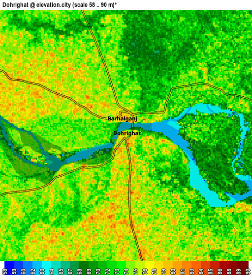 Zoom OUT 2x Dohrighāt, India elevation map