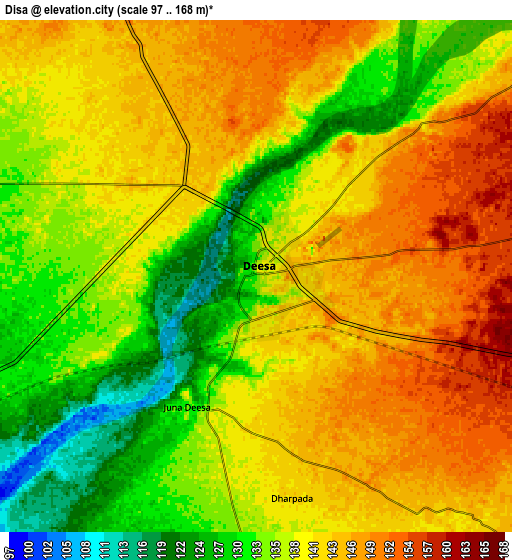 Zoom OUT 2x Dīsa, India elevation map