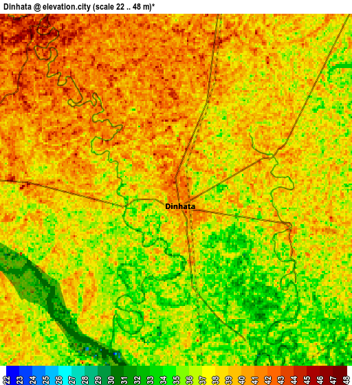 Zoom OUT 2x Dīnhāta, India elevation map