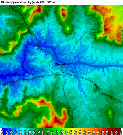 Zoom OUT 2x Dindori, India elevation map