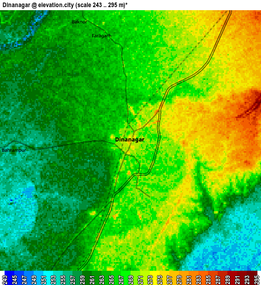 Zoom OUT 2x Dīnānagar, India elevation map