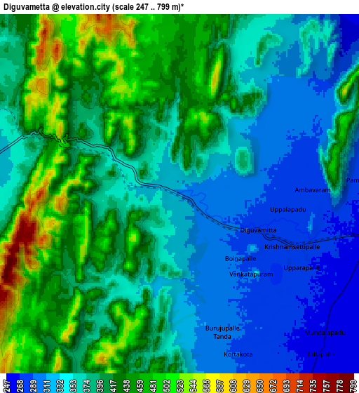 Zoom OUT 2x Diguvametta, India elevation map