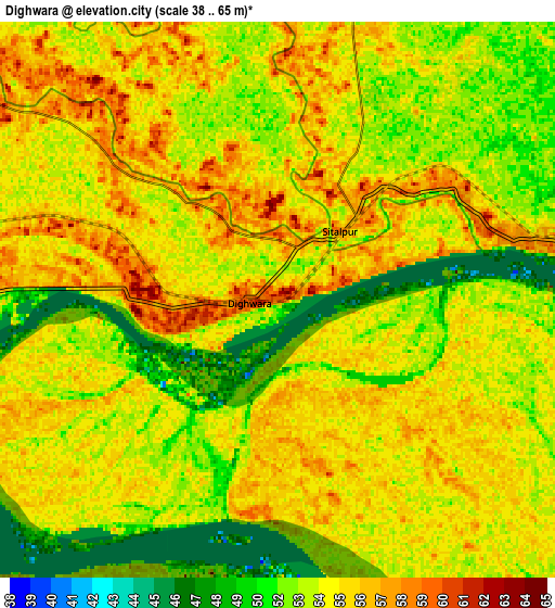 Zoom OUT 2x Dighwāra, India elevation map