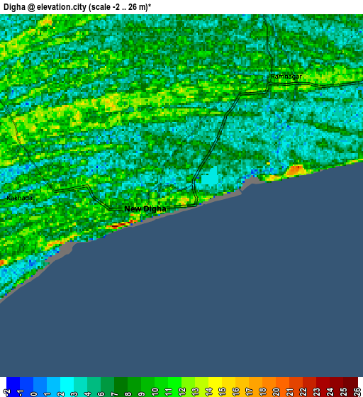 Zoom OUT 2x Digha, India elevation map