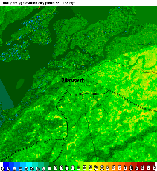 Zoom OUT 2x Dibrugarh, India elevation map