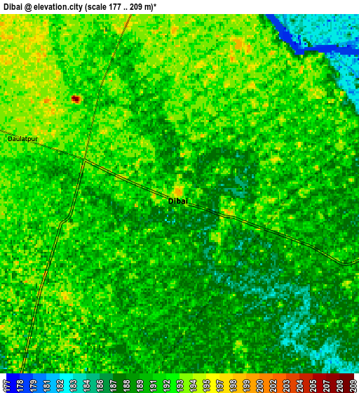 Zoom OUT 2x Dibai, India elevation map