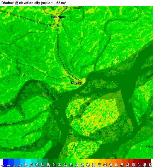 Zoom OUT 2x Dhuburi, India elevation map