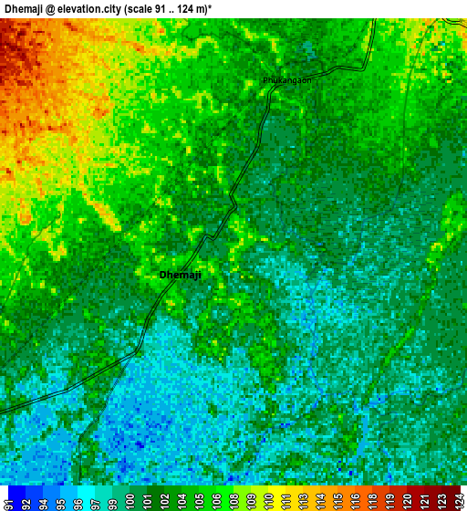 Zoom OUT 2x Dhemāji, India elevation map