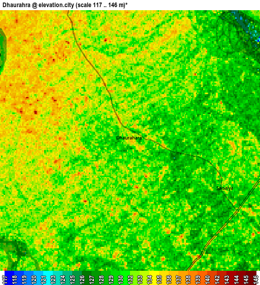 Zoom OUT 2x Dhaurahra, India elevation map