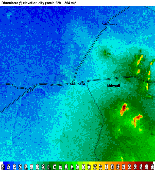 Zoom OUT 2x Dhāruhera, India elevation map