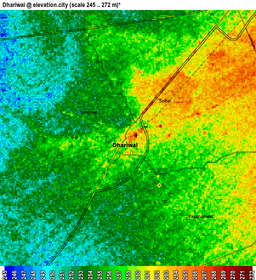 Zoom OUT 2x Dhāriwāl, India elevation map