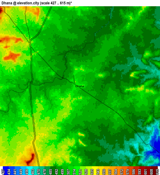 Zoom OUT 2x Dhāna, India elevation map