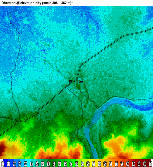 Zoom OUT 2x Dhamtari, India elevation map