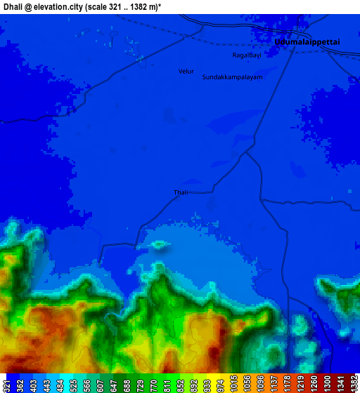 Zoom OUT 2x Dhali, India elevation map