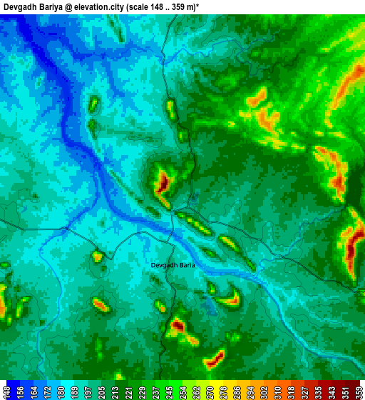 Zoom OUT 2x Devgadh Bāriya, India elevation map