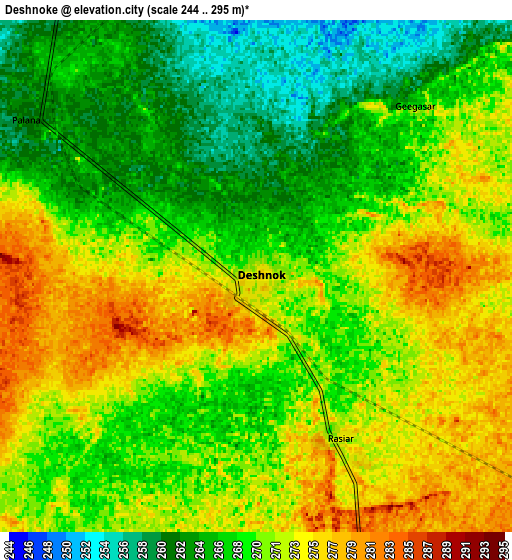 Zoom OUT 2x Deshnoke, India elevation map