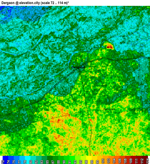 Zoom OUT 2x Dergaon, India elevation map