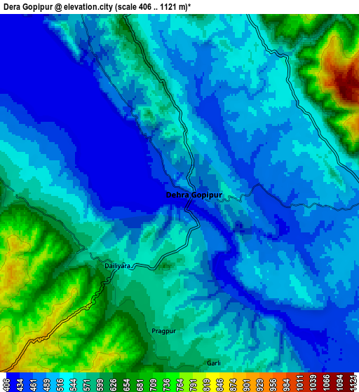 Zoom OUT 2x Dera Gopipur, India elevation map