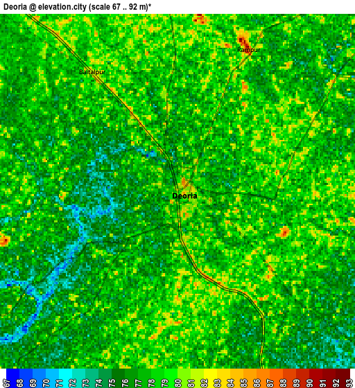 Zoom OUT 2x Deoria, India elevation map