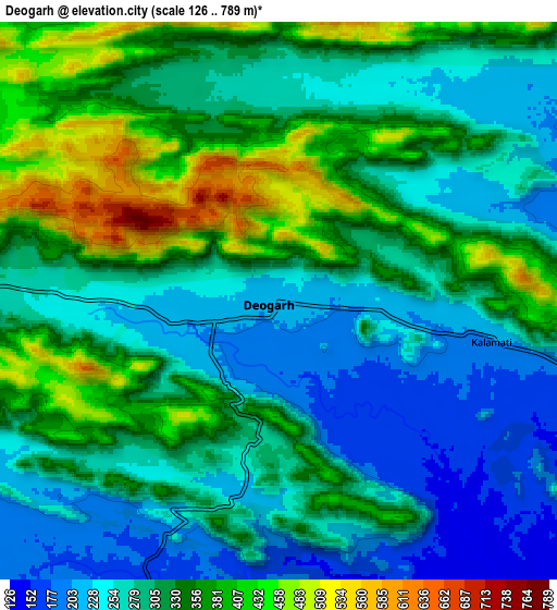 Zoom OUT 2x Deogarh, India elevation map