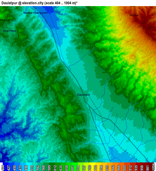 Zoom OUT 2x Daulatpur, India elevation map