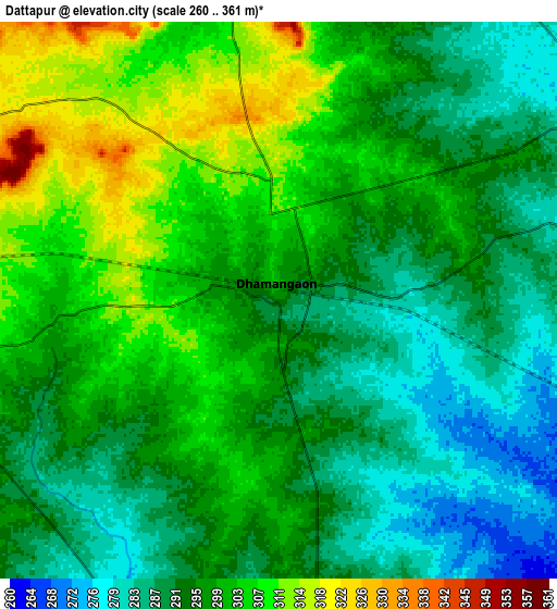 Zoom OUT 2x Dattāpur, India elevation map