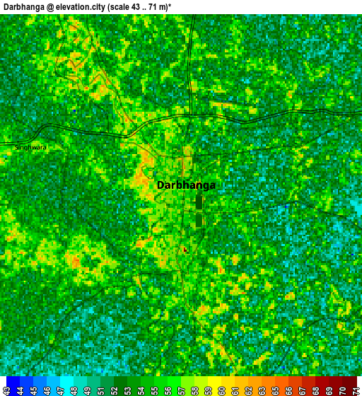 Zoom OUT 2x Darbhanga, India elevation map