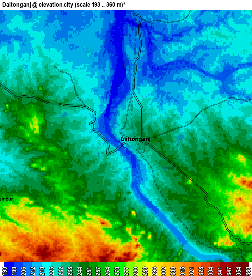 Zoom OUT 2x Daltonganj, India elevation map