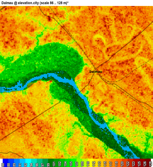 Zoom OUT 2x Dalmau, India elevation map