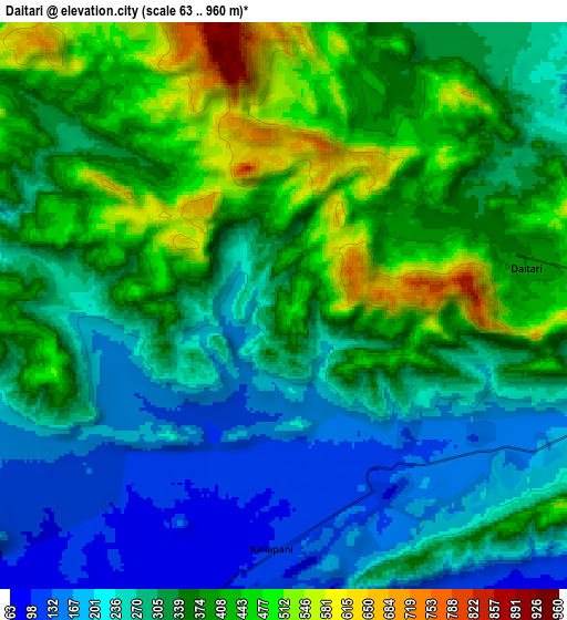 Zoom OUT 2x Daitari, India elevation map