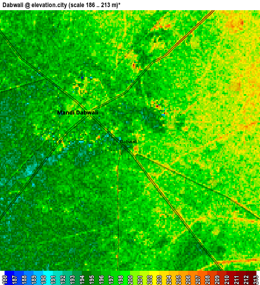 Zoom OUT 2x Dabwāli, India elevation map