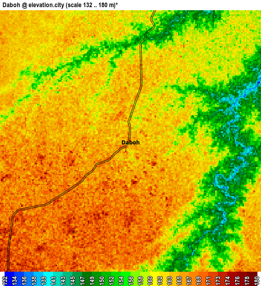 Zoom OUT 2x Daboh, India elevation map