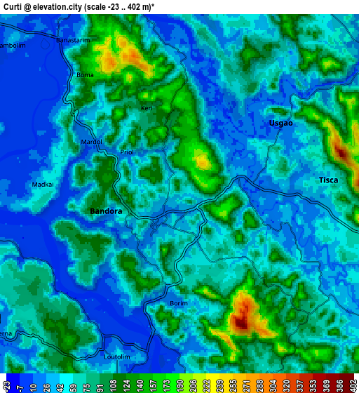 Zoom OUT 2x Curti, India elevation map