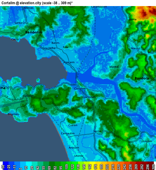 Zoom OUT 2x Cortalim, India elevation map