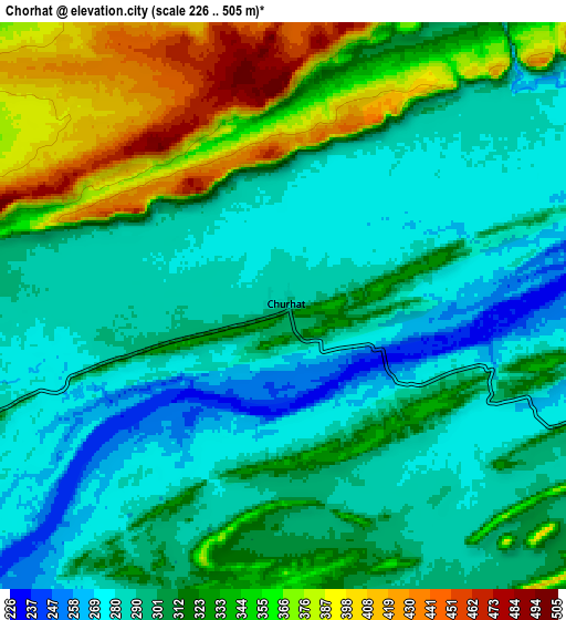 Zoom OUT 2x Chorhat, India elevation map