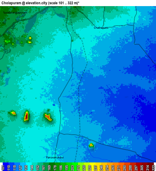 Zoom OUT 2x Cholapuram, India elevation map