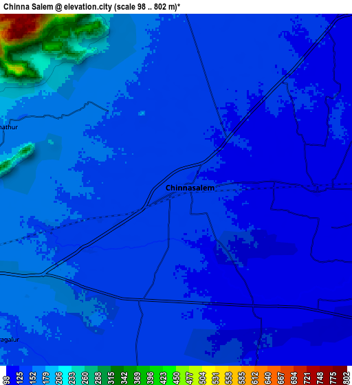 Zoom OUT 2x Chinna Salem, India elevation map