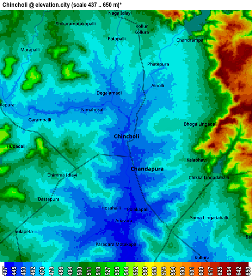 Zoom OUT 2x Chincholi, India elevation map