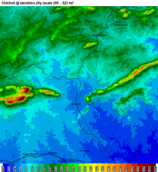 Zoom OUT 2x Chicholi, India elevation map