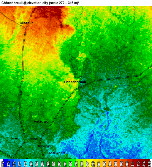 Zoom OUT 2x Chhachhrauli, India elevation map