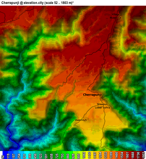 Zoom OUT 2x Cherrapunji, India elevation map