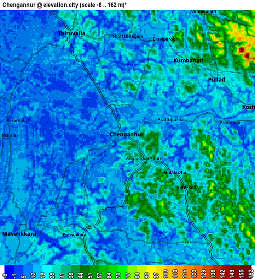 Zoom OUT 2x Chengannūr, India elevation map