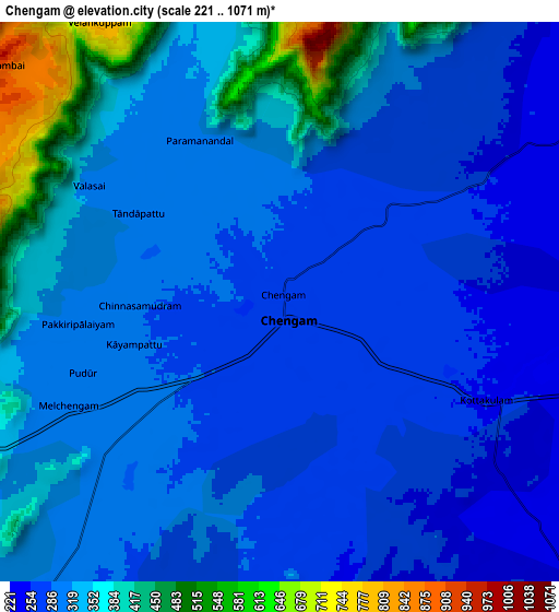 Zoom OUT 2x Chengam, India elevation map