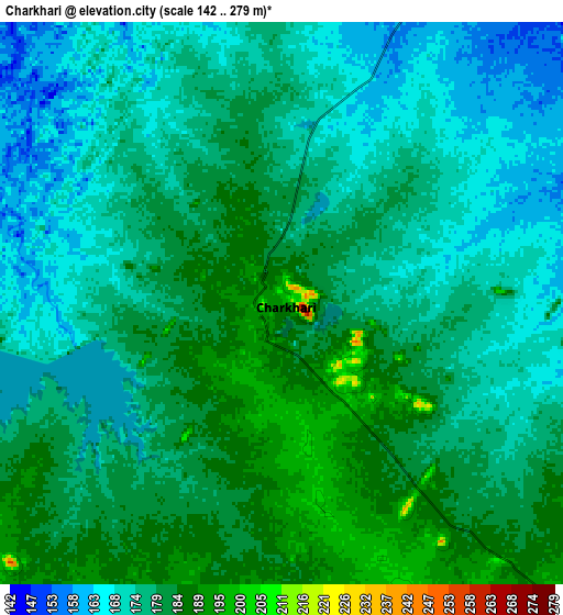 Zoom OUT 2x Charkhāri, India elevation map