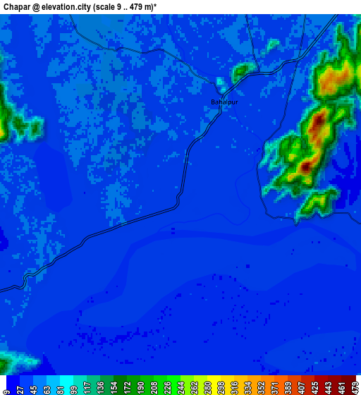 Zoom OUT 2x Chāpar, India elevation map