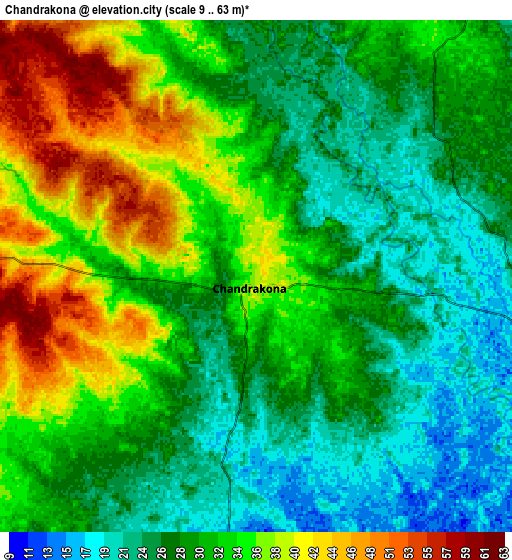 Zoom OUT 2x Chandrakona, India elevation map