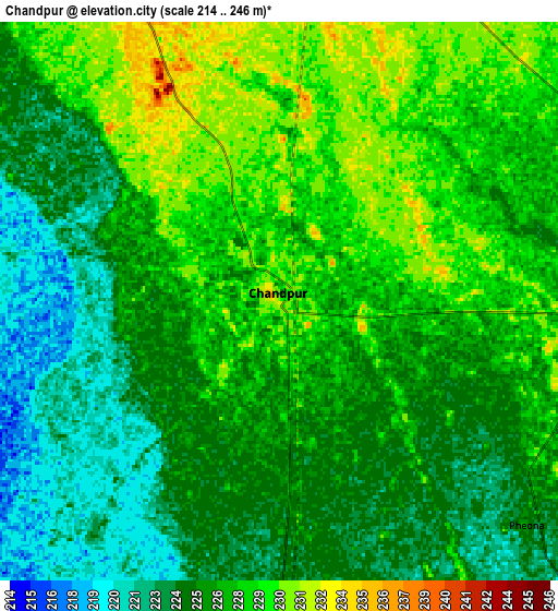 Zoom OUT 2x Chāndpur, India elevation map
