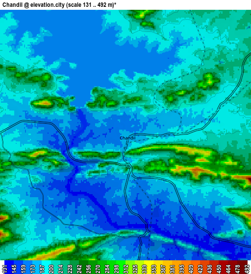 Zoom OUT 2x Chāndil, India elevation map