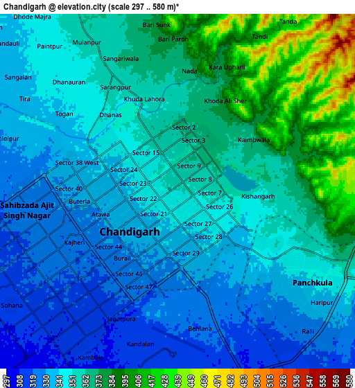 Zoom OUT 2x Chandigarh, India elevation map