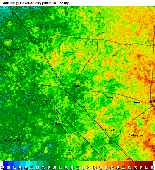 Zoom OUT 2x Chaklāsi, India elevation map